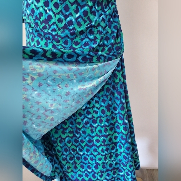 Ralph Lauren size 14 blue and green faux wrap dress 👗 - Picture 6 of 10